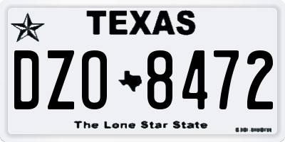 TX license plate DZO8472