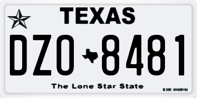 TX license plate DZO8481