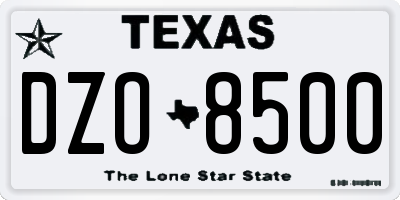 TX license plate DZO8500