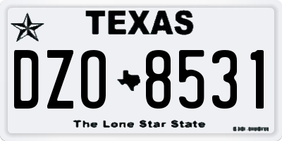 TX license plate DZO8531