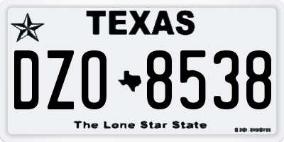 TX license plate DZO8538
