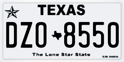 TX license plate DZO8550