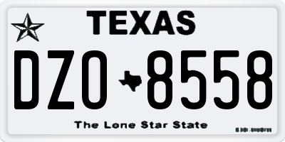 TX license plate DZO8558