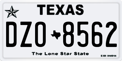 TX license plate DZO8562