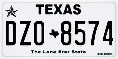 TX license plate DZO8574