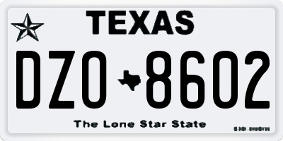 TX license plate DZO8602