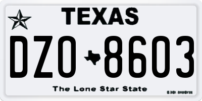 TX license plate DZO8603