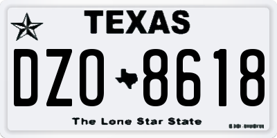 TX license plate DZO8618
