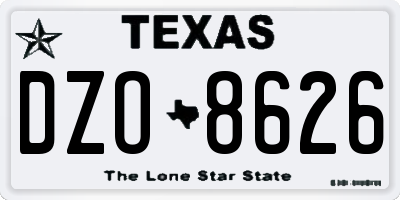 TX license plate DZO8626