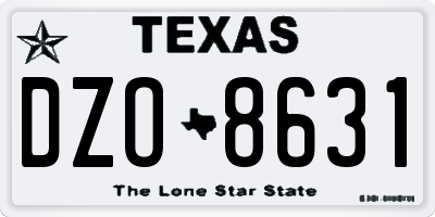 TX license plate DZO8631