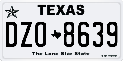 TX license plate DZO8639