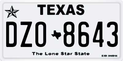 TX license plate DZO8643