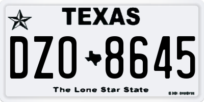 TX license plate DZO8645