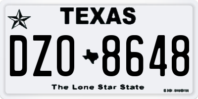 TX license plate DZO8648