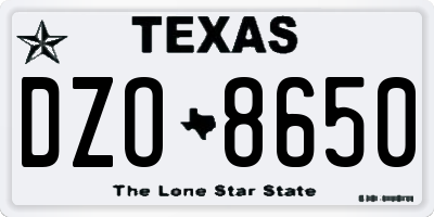 TX license plate DZO8650