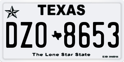 TX license plate DZO8653