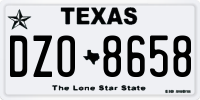 TX license plate DZO8658