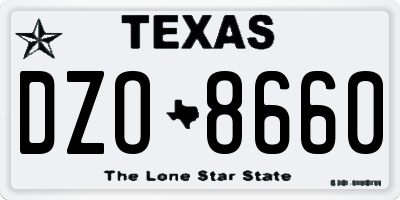 TX license plate DZO8660