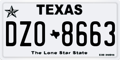 TX license plate DZO8663