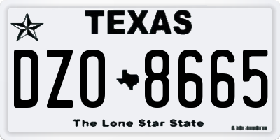 TX license plate DZO8665