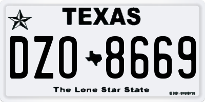 TX license plate DZO8669