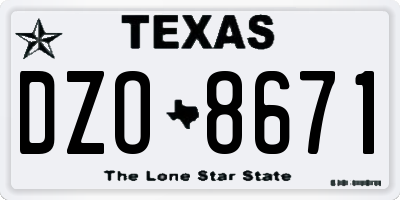TX license plate DZO8671