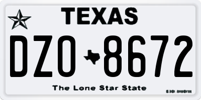 TX license plate DZO8672