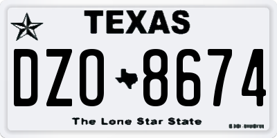 TX license plate DZO8674