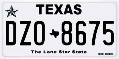 TX license plate DZO8675