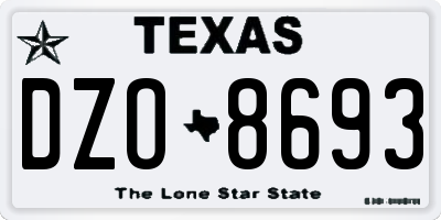 TX license plate DZO8693
