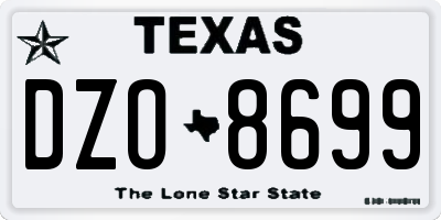 TX license plate DZO8699