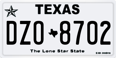 TX license plate DZO8702