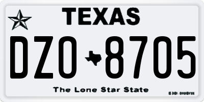 TX license plate DZO8705