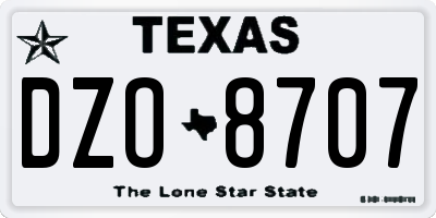 TX license plate DZO8707