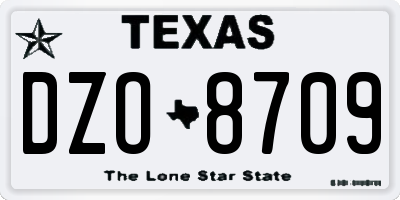 TX license plate DZO8709