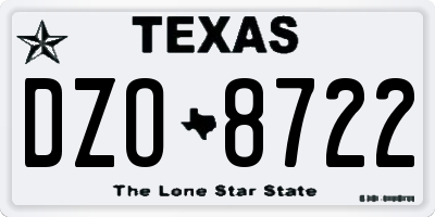 TX license plate DZO8722