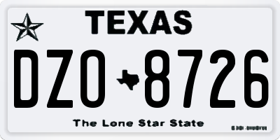 TX license plate DZO8726