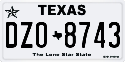 TX license plate DZO8743