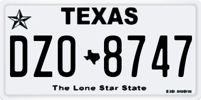 TX license plate DZO8747