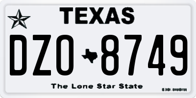 TX license plate DZO8749