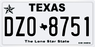 TX license plate DZO8751