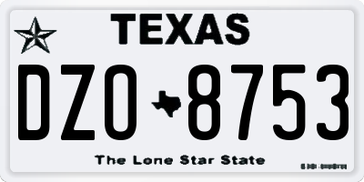 TX license plate DZO8753