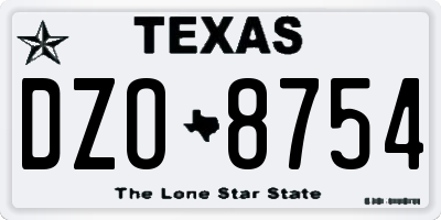 TX license plate DZO8754