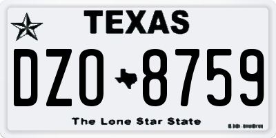 TX license plate DZO8759