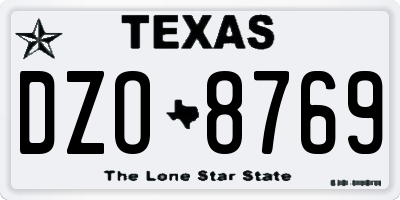TX license plate DZO8769
