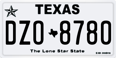 TX license plate DZO8780
