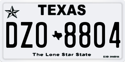 TX license plate DZO8804