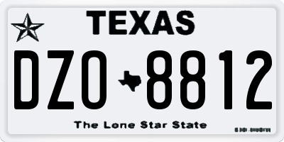 TX license plate DZO8812