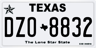 TX license plate DZO8832