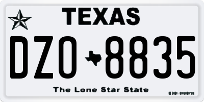 TX license plate DZO8835